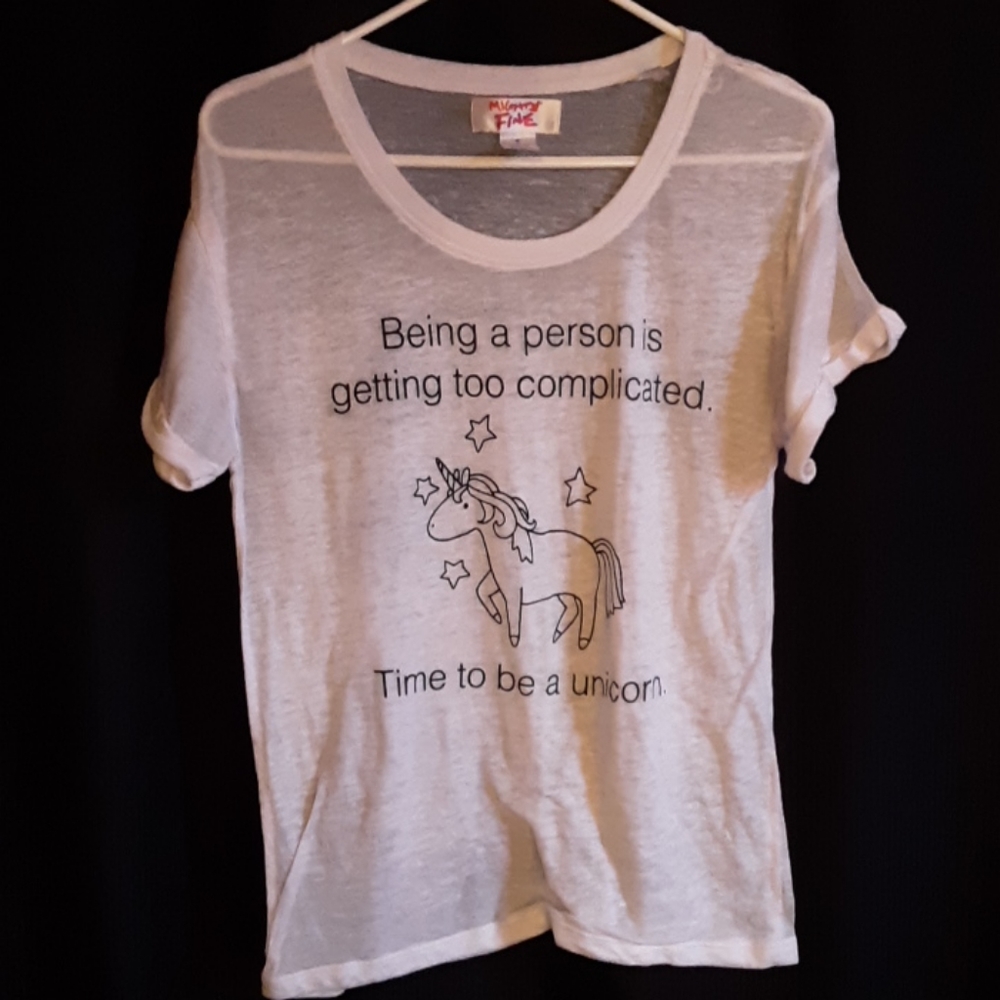 White unicorn tee